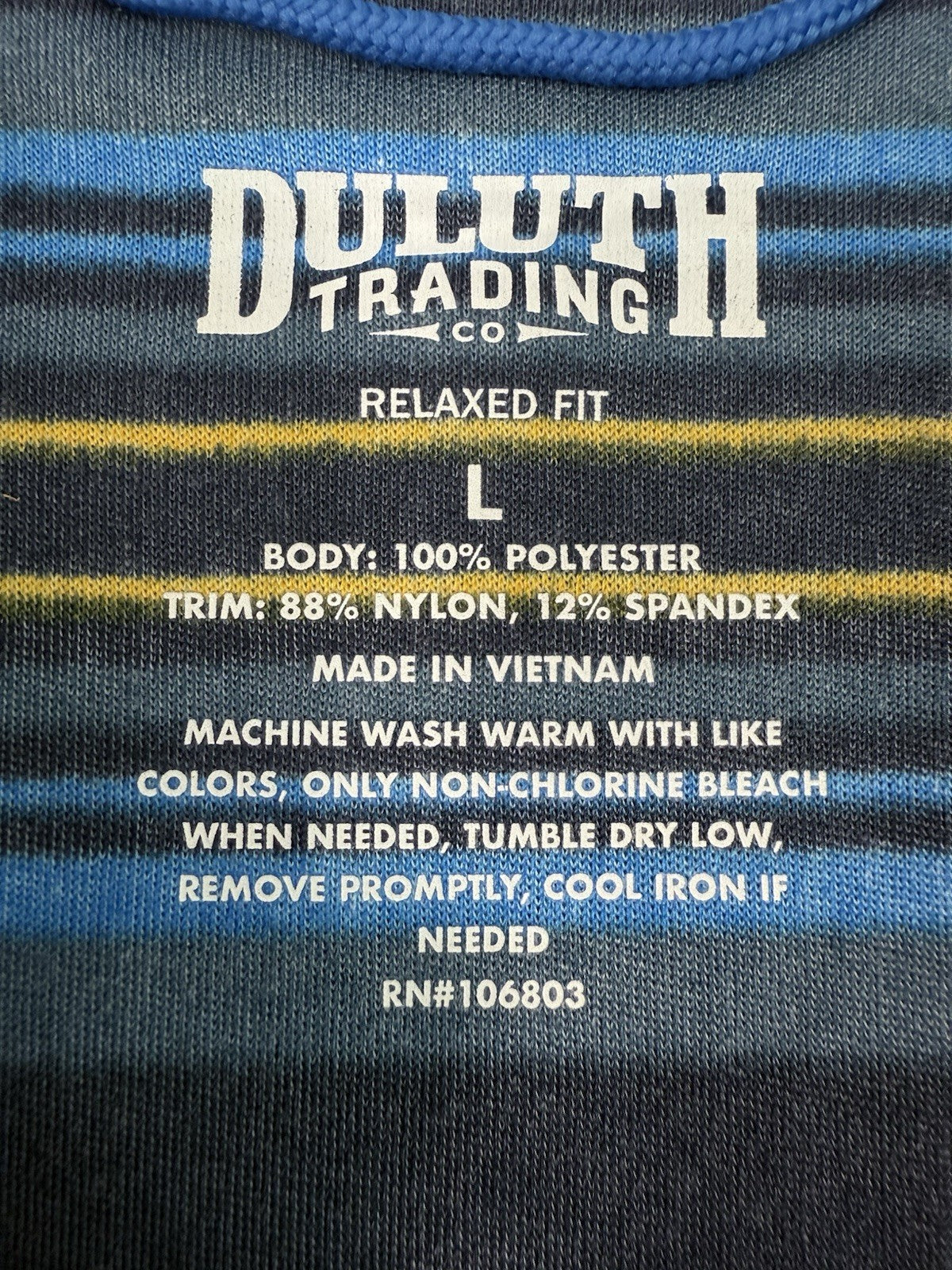 Duluth Trading Large Men’s Fleece 1/4 Zip Pullover Blue Striped Mock Neck