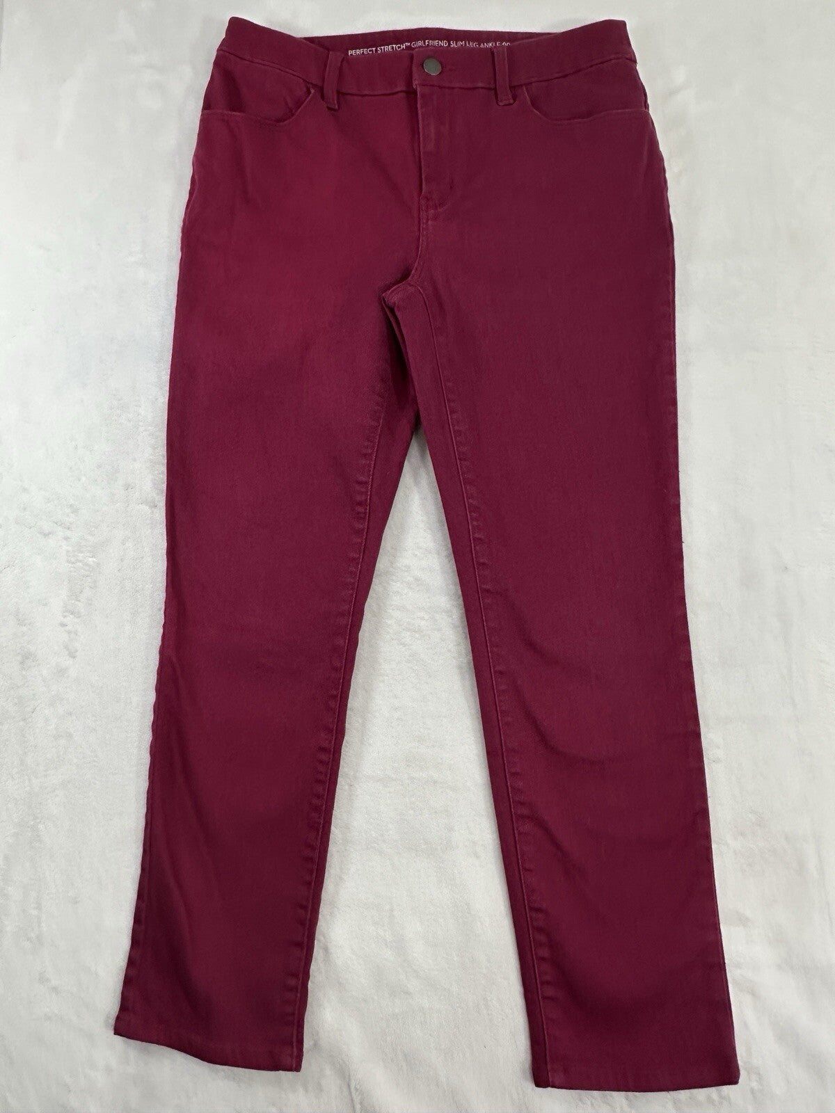 Chicos Jeans 00 US 2 Perfect stretch Girlfriend Slim Leg Ankle Jeans Berry Red