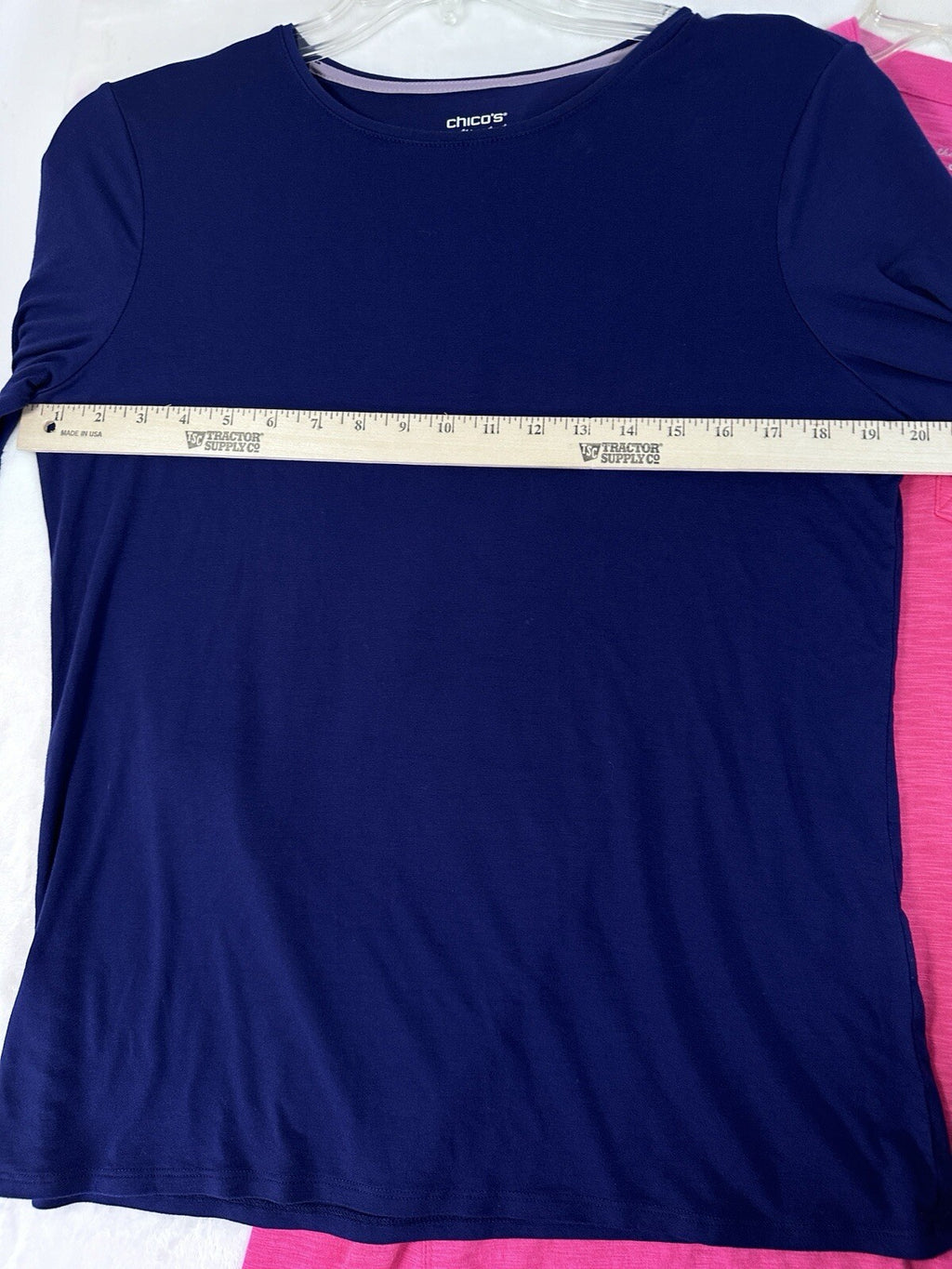 Chicos Size 2 Tops Lot Large Long Sleeve Ultimate Tee 3/4 Tunic Blue Pink Women