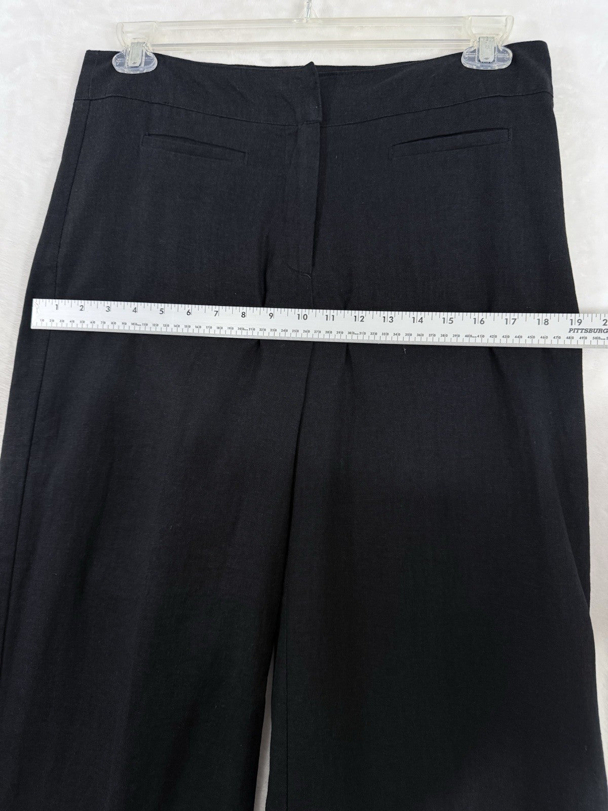 Chadwick’s Of Boston Size 10 Black Linen Blend Wide Leg Crop Pants Womens Lined