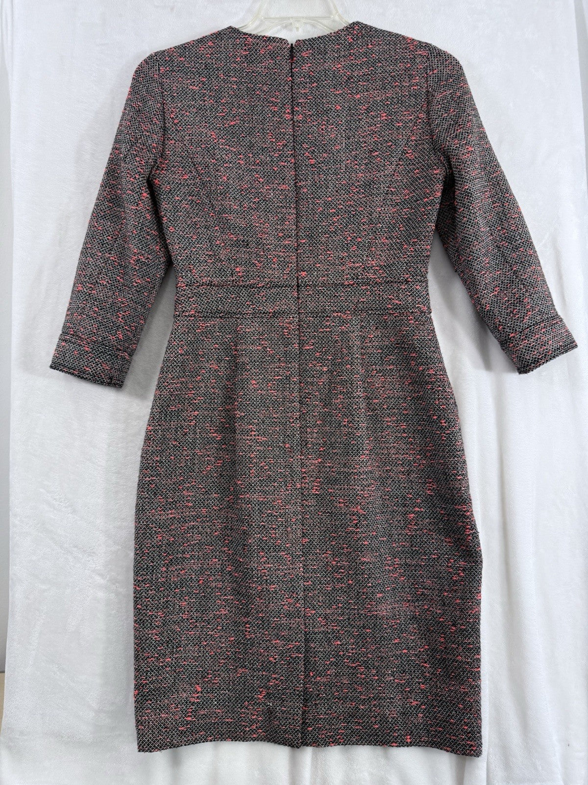 J Crew Tweed Dress 4 Gray Pink Wool Blend Lined Knee Length Womens