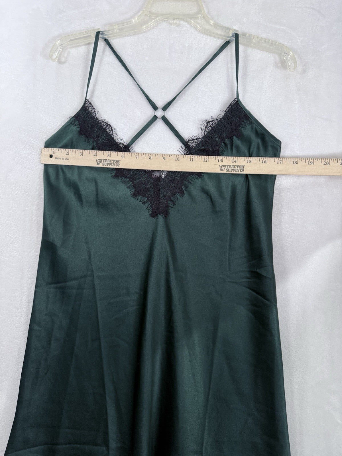 Fredericks Of Hollywood Lingerie Small Chemise Satin Green Black Slip Lace