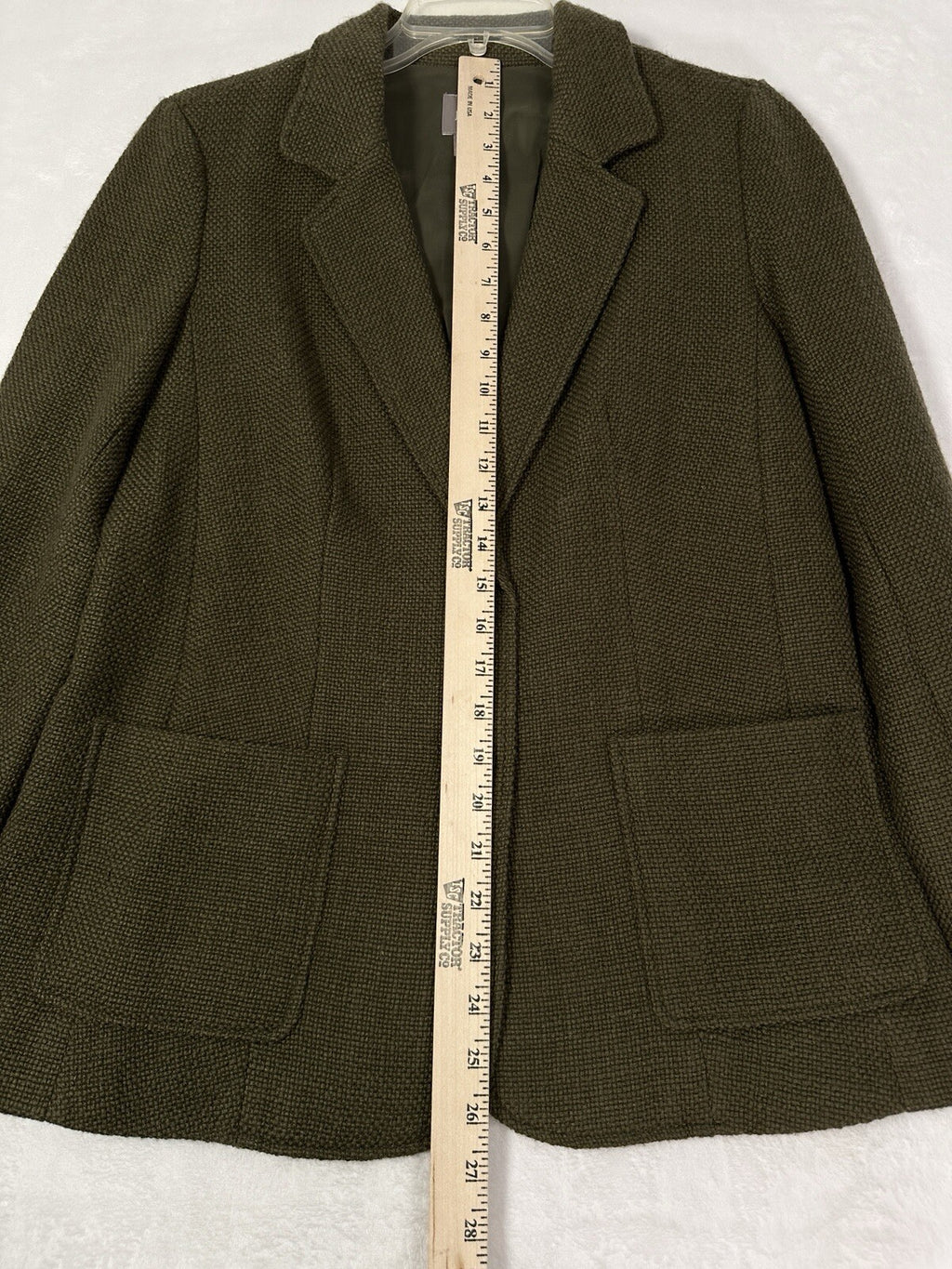 J Jill Small Petite Blazer Wool Blend Tweed Jacket Green Neutral Womens 2 Button