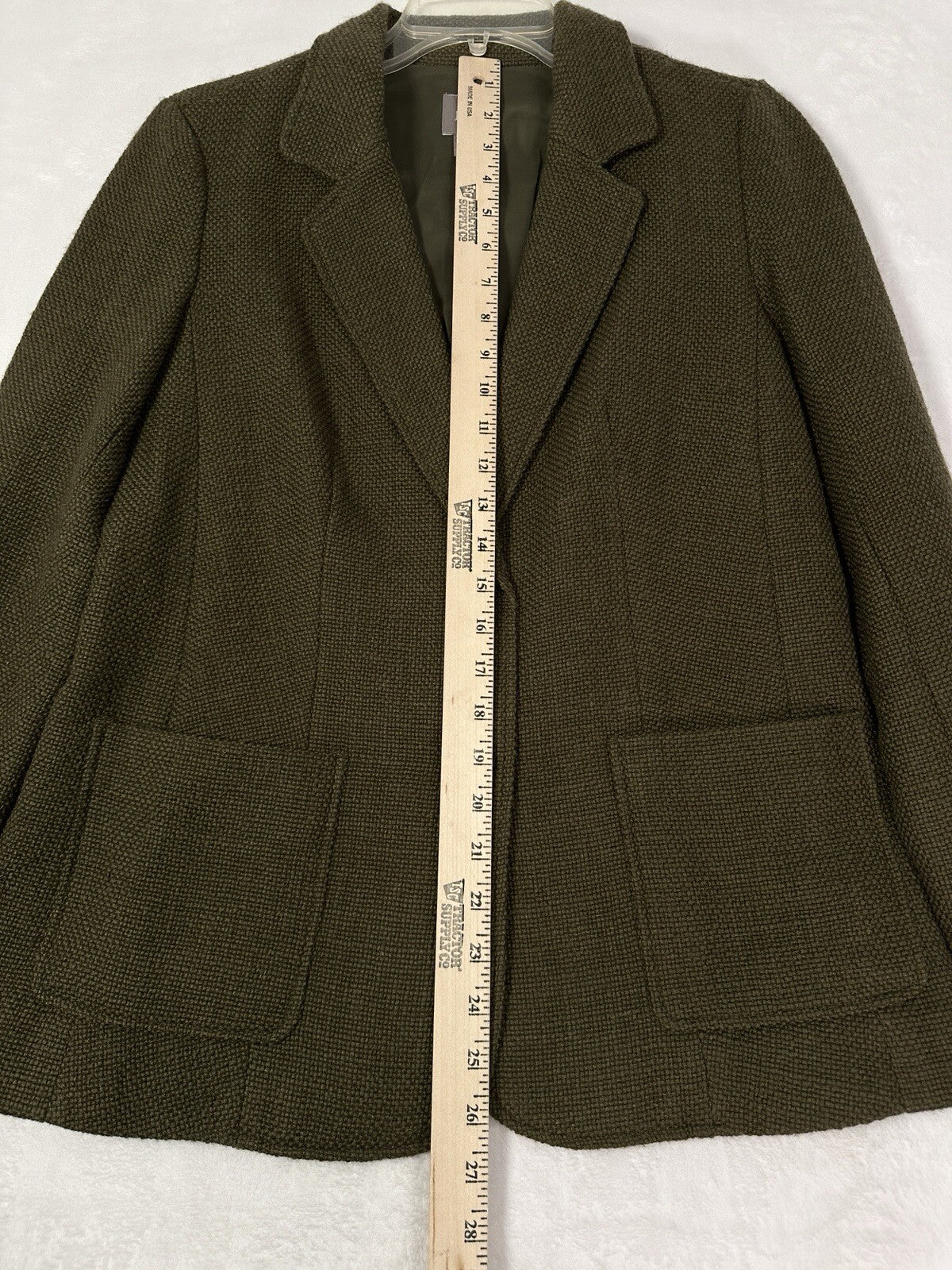J Jill Small Petite Blazer Wool Blend Tweed Jacket Green Neutral Womens 2 Button