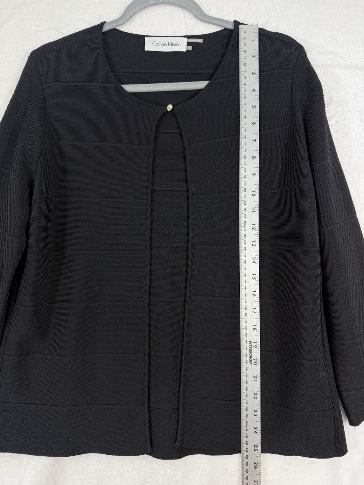 Calvin Klein Cardigan Sweater Black Large Petite Womens LP One Button Womens