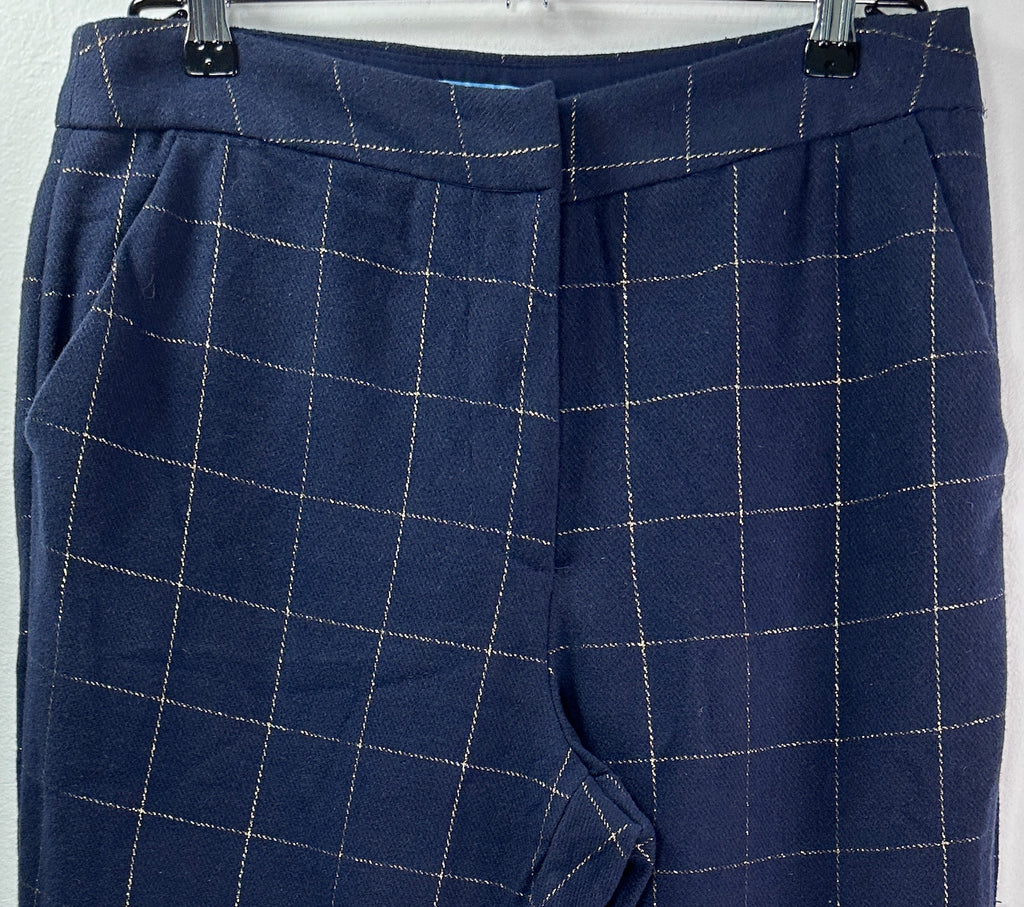 Draper James RSVP Pants 12 Blue Gold Windowpane Plaid Flat Front Lined Womens
