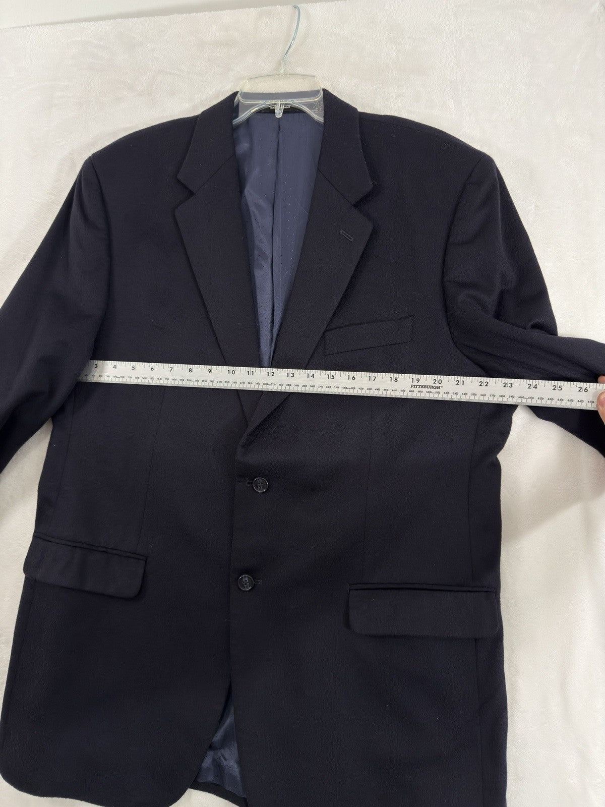 Calvin Klein Cashmere Jacket 44L Navy Blue 44 Long 2 Button Mens Suit Blazer