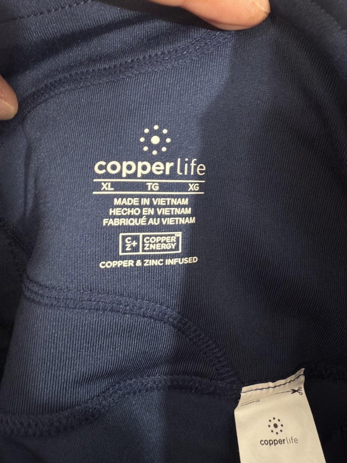 Copper Life Capri Leggings XL Navy Blue Copper Zinc Infused Pants Womens