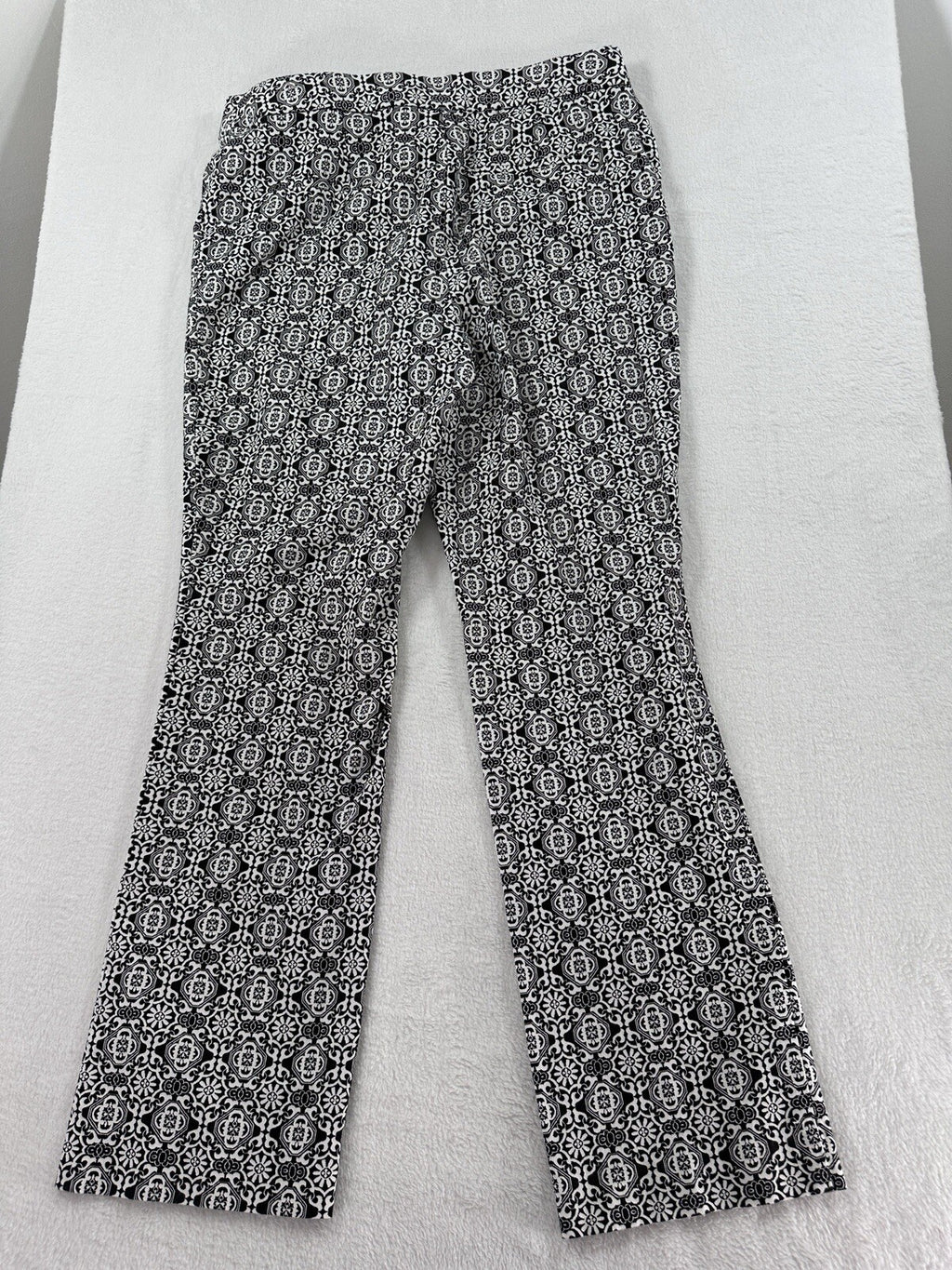 Chicos Pants Size 0.5 US 6 Black White Print Straight Leg Ankle Womens