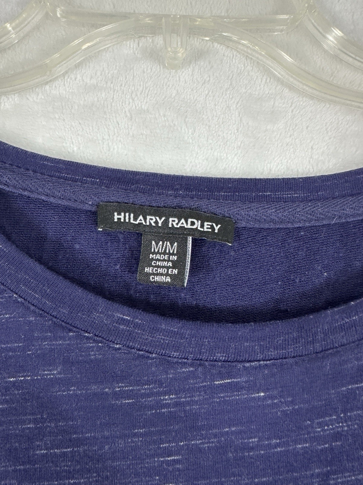 Hilary Radley Dress Medium French Terry Knit 3/4 Sleeve Space Blue Print