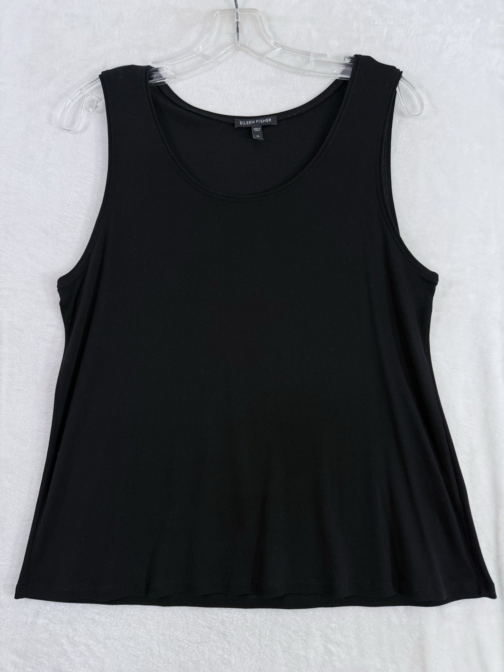 Eileen Fisher Medium Jersey Silk Black Tank Top Sleeveless Womens