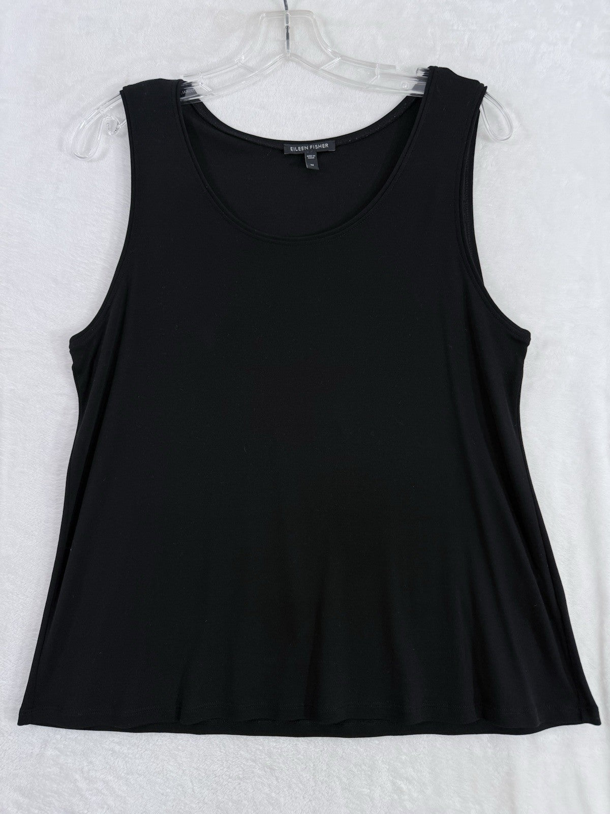 Eileen Fisher Medium Jersey Silk Black Tank Top Sleeveless Womens