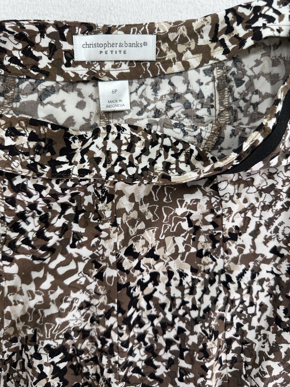 Christopher Banks Skirt 6P Petite Knee Length Black Brown Print Summer Rayon