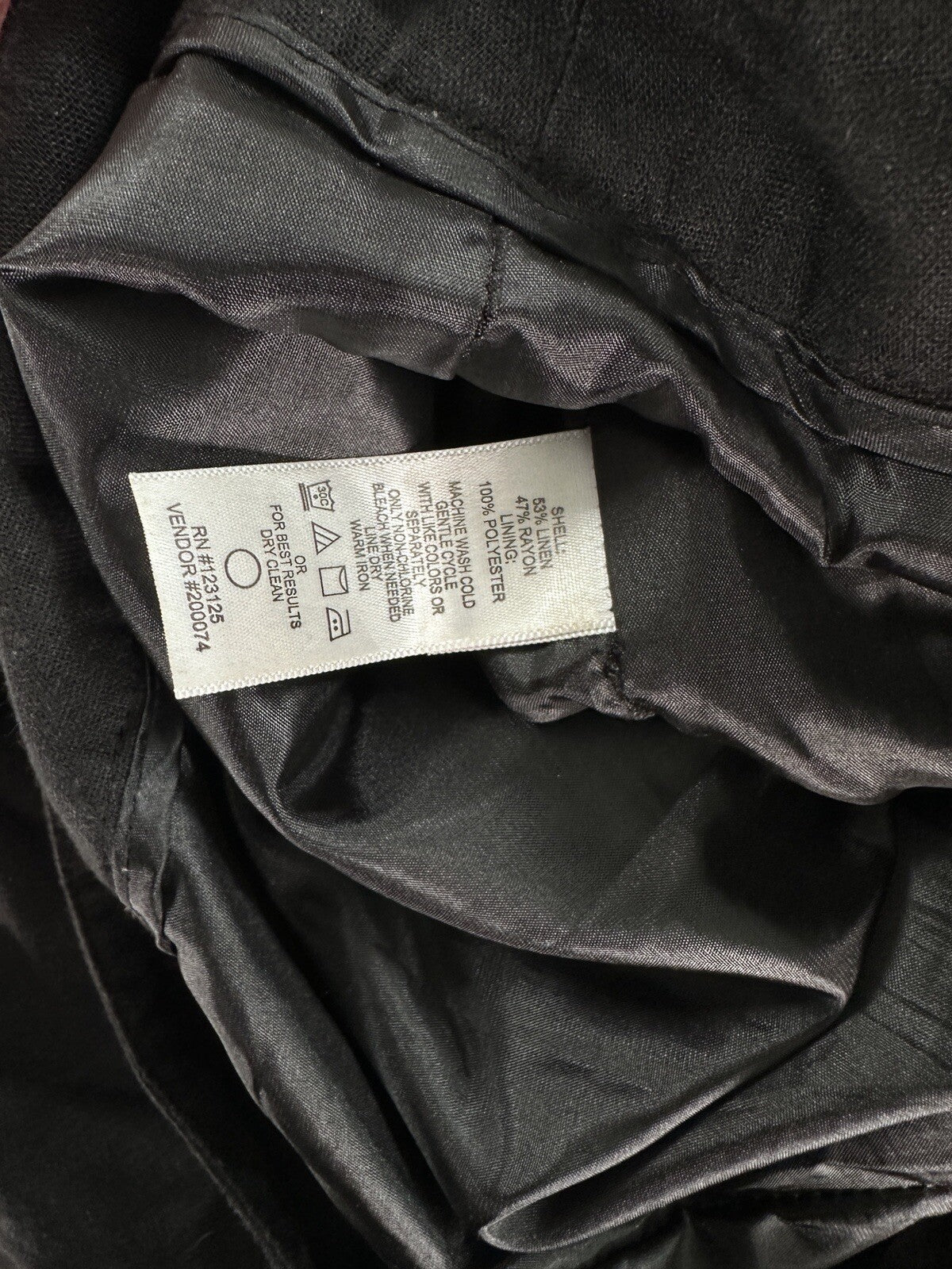 Chadwicks Of Boston Crop Pants 10 Black Linen Blend Lined Wide Leg