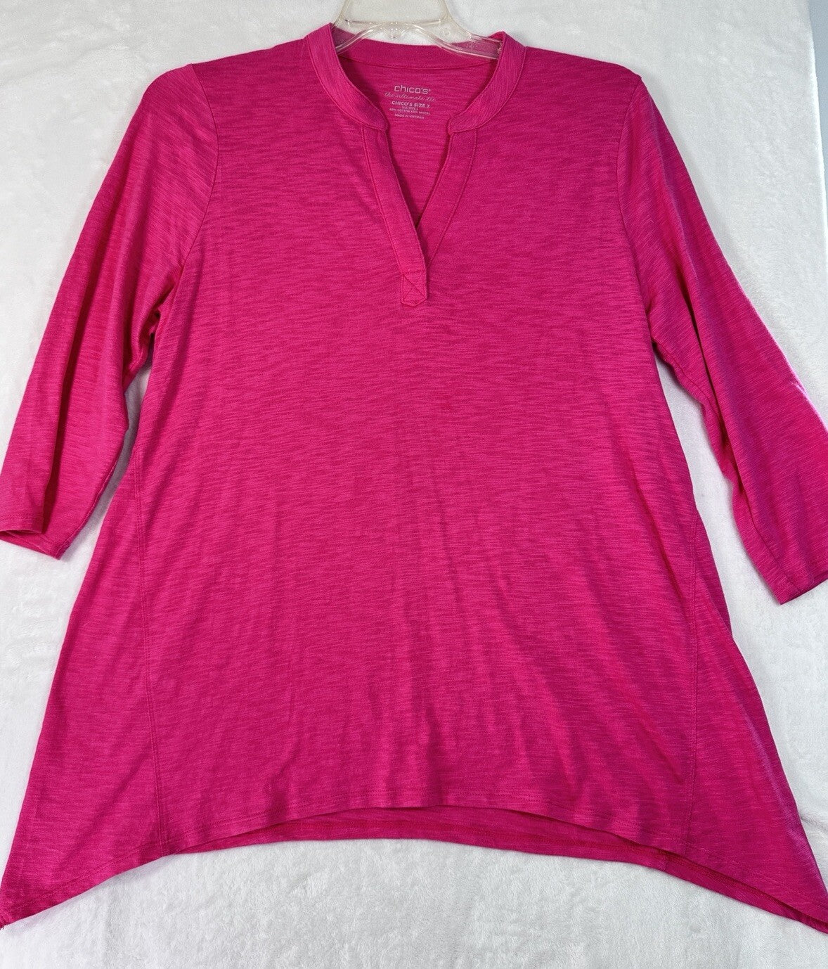 Chicos Size 2 Tops Lot Large Long Sleeve Ultimate Tee 3/4 Tunic Blue Pink Women