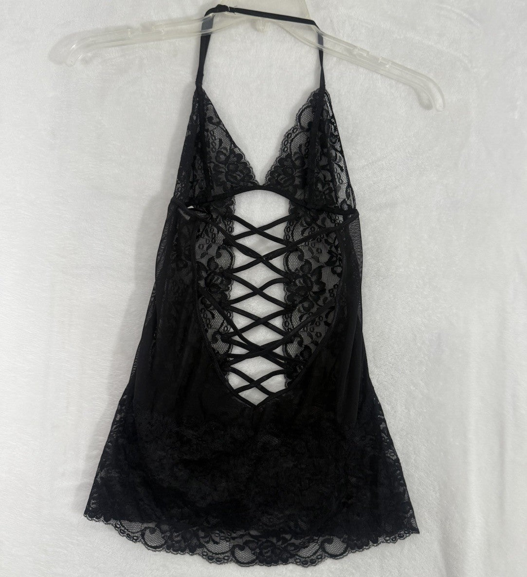 Fredericks Of Hollywood Lingerie Small Black Strappy Negligee Womens Seduction