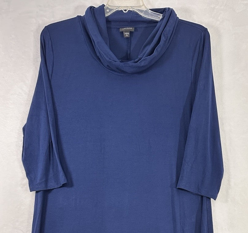 J Jill Dress XL Petite Wearever Collection Blue Knit Down Neck Long