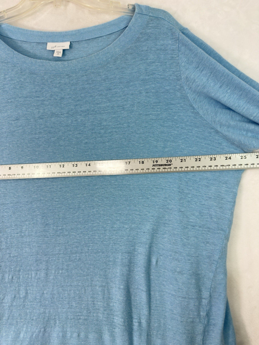 J Jill Love Linen Top XL Tall Blue Tunic Layered Hem 3/4 Sleeve Womens XLT