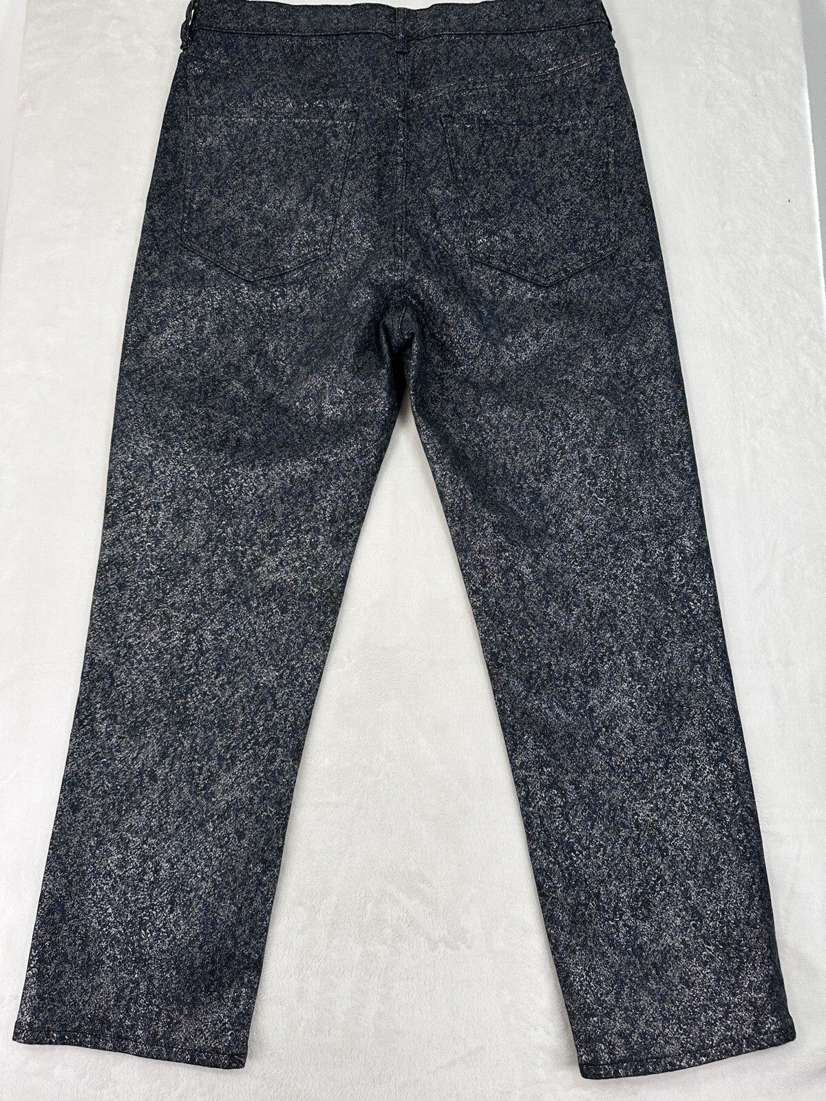 Express Jeans Size 14 Slim Super High Rise Navy Blue Metallic Blue Silver Womens