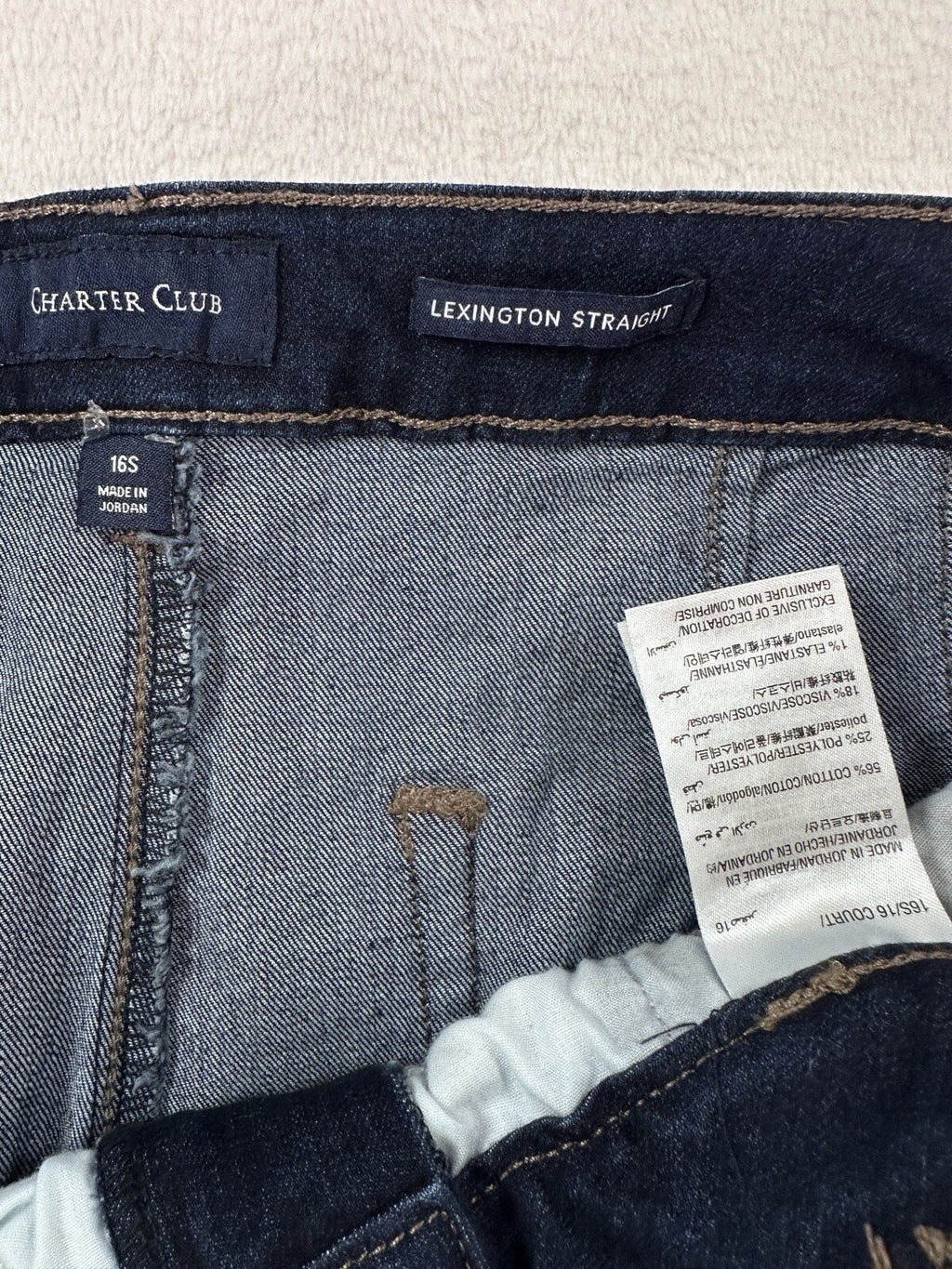 Charter Club Jeans 16 Lexington Straight Leg Red Side Trim Dark Blue