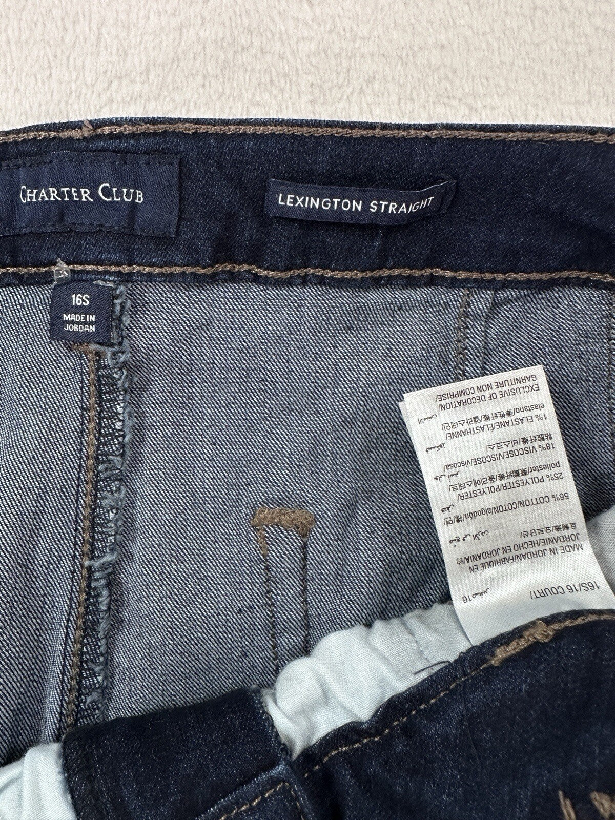 Charter Club Jeans 16 Lexington Straight Leg Red Side Trim Dark Blue