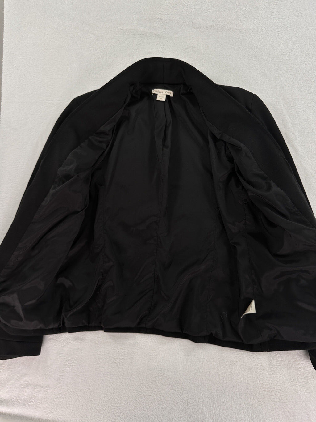 Coldwater Creek Jacket 8 Black Shawl Collar Zip Fitted Stretch