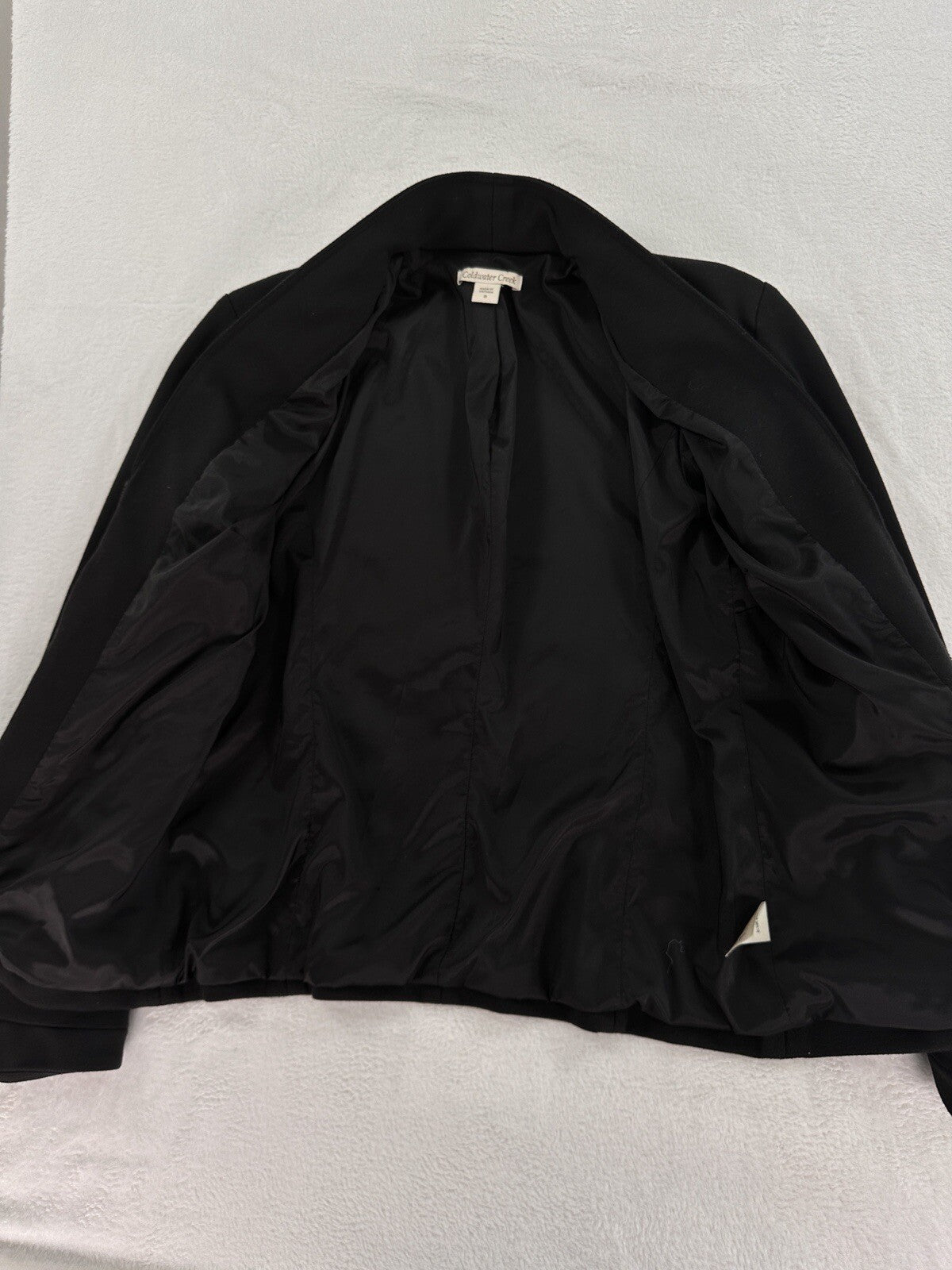 Coldwater Creek Jacket 8 Black Shawl Collar Zip Fitted Stretch