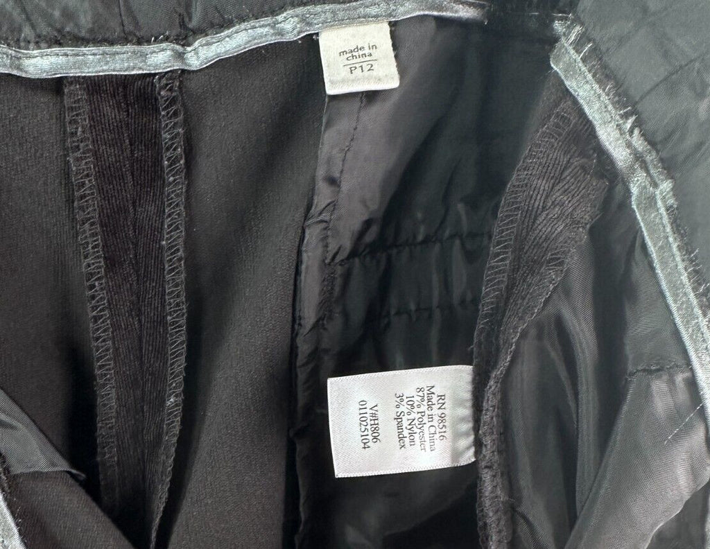 Coldwater Creek 12P Whisper Corduroy Trousers Black Pants Bootcut Womens