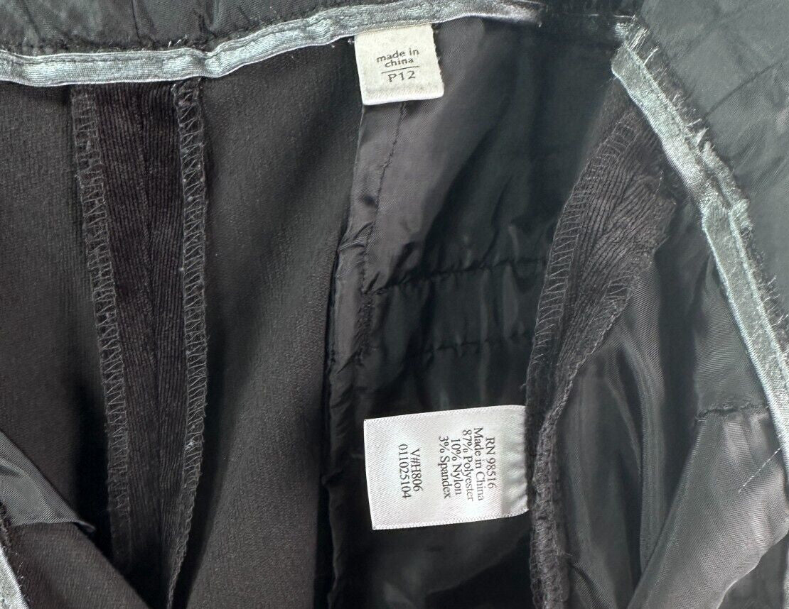 Coldwater Creek 12P Whisper Corduroy Trousers Black Pants Bootcut Womens