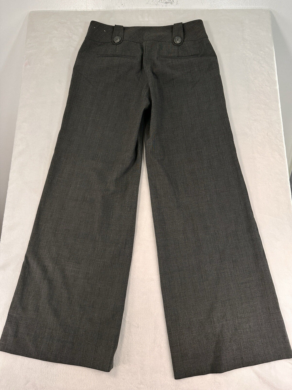 Express Editor Size 4 Dress Pants Gray Windowpane Plaid Big Button Womens