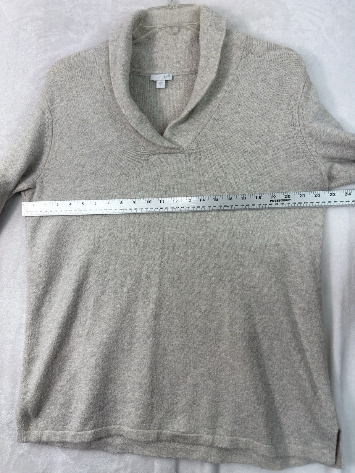 J Jill Sweater Large Beige Shawl V Neck Long Sleeve Tops Womens