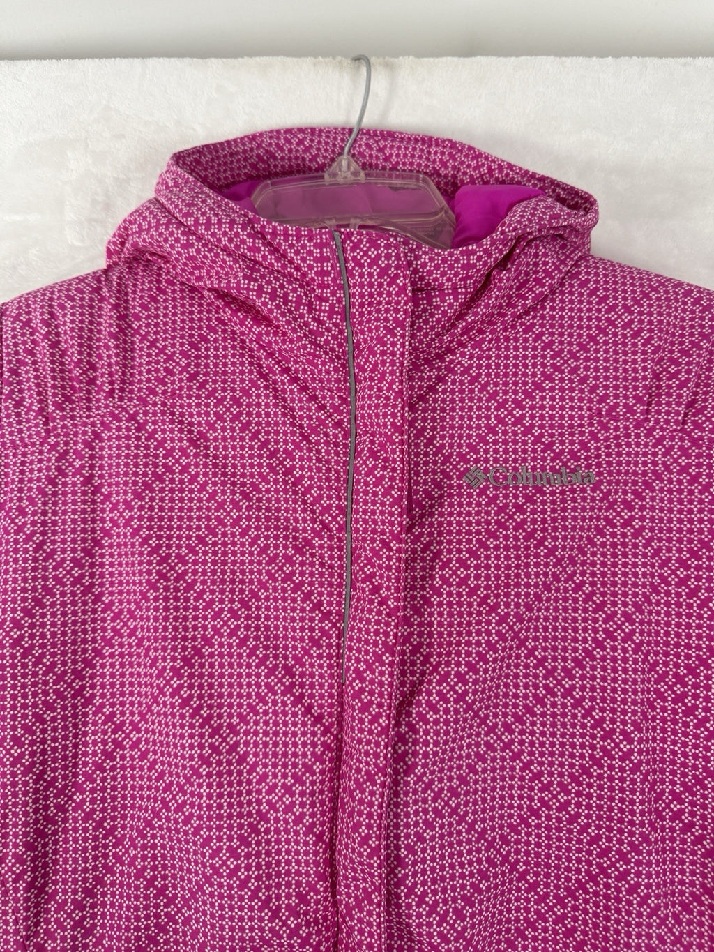 Columbia Jacket Girls 10 12 Large Kids Pink Winter Coat Puffer Hooded