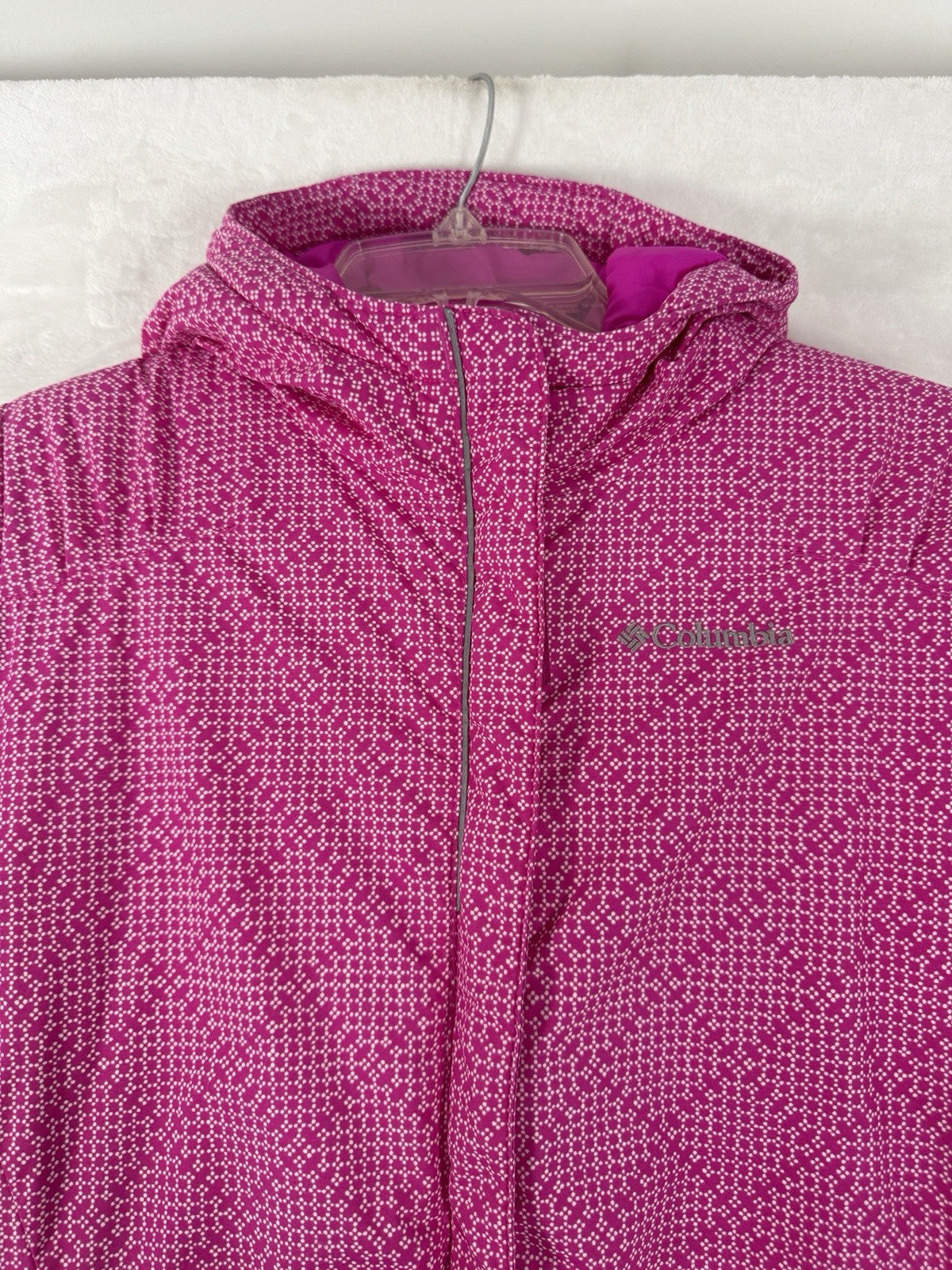 Columbia Jacket Girls 10 12 Large Kids Pink Winter Coat Puffer Hooded