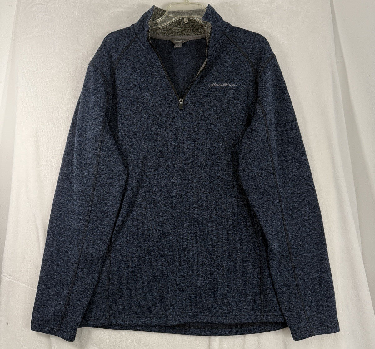 Eddie Bauer 1/4 Zip Radiator Fleece Mens Large Blue Sweater Knit