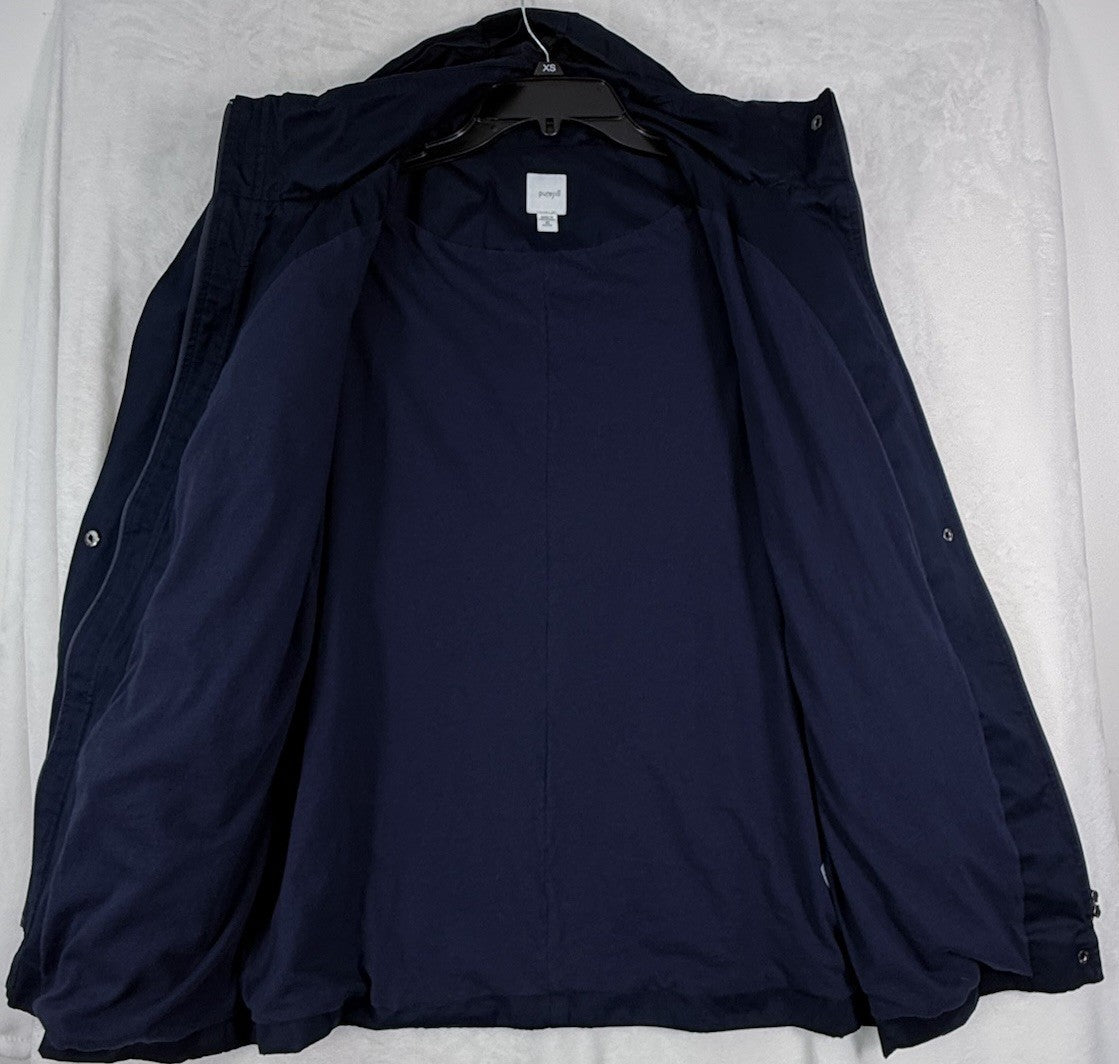 J Jill Jacket XS Petite Pure Jill Navy Blue Coat Hooded Full Zip Womens XSP