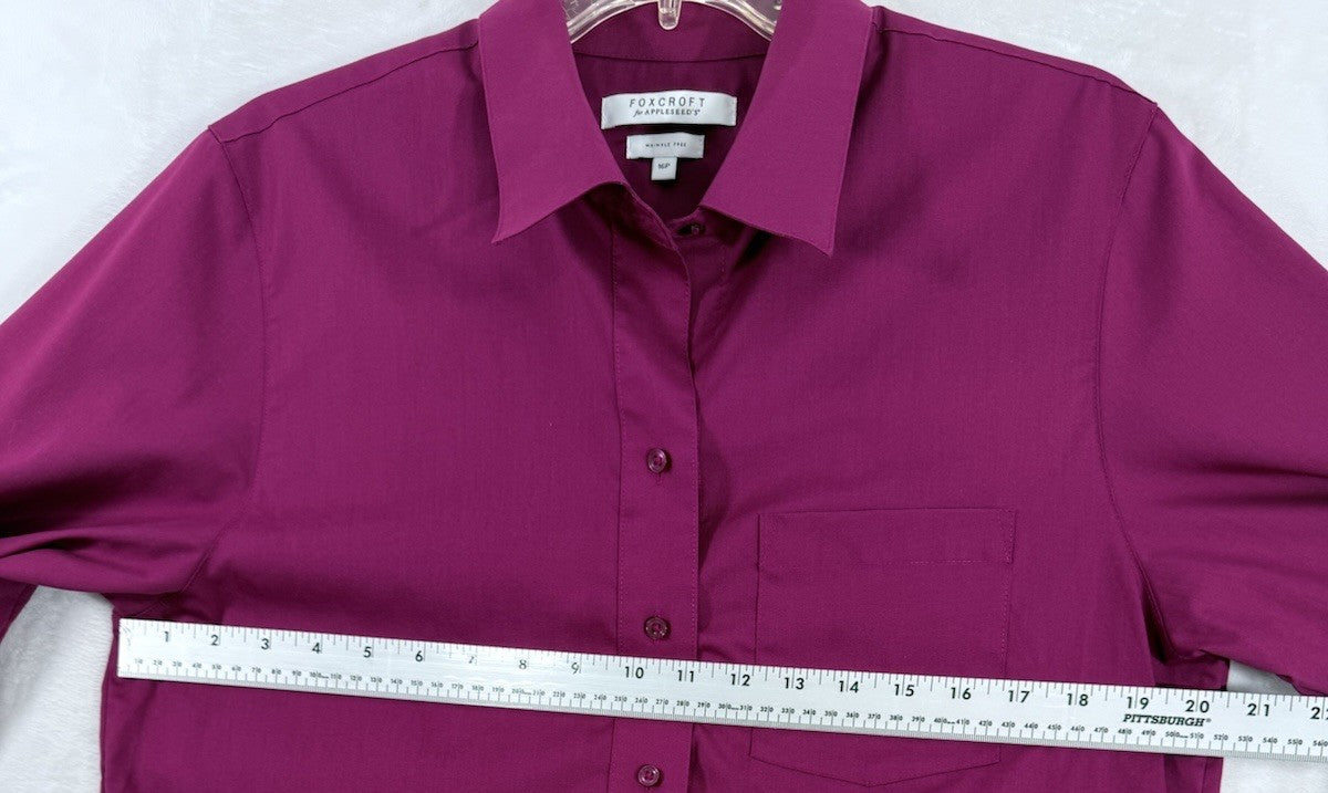Foxcroft Button Down Shirt Womens 16 Petite Top Pink Long Sleeve Appleseeds