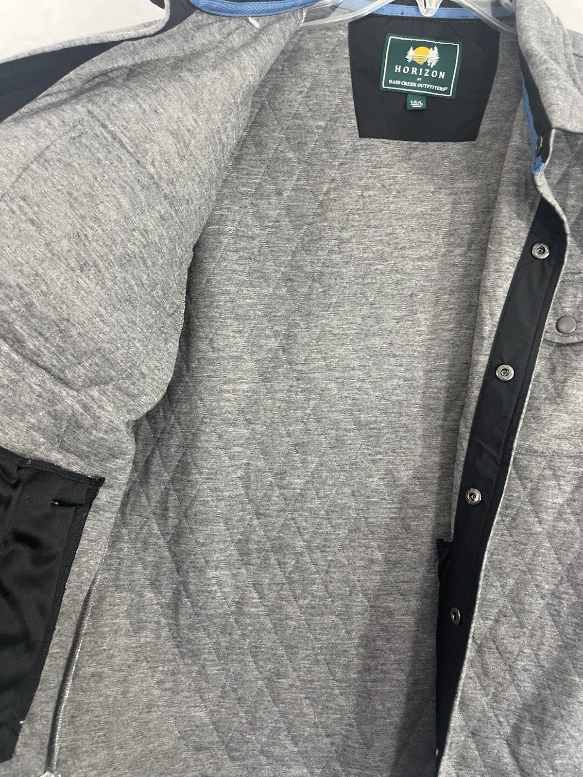 Horizon Outfitters Men’s Large Shirt Quilted Knit Long Sleeve Gray Snap Front