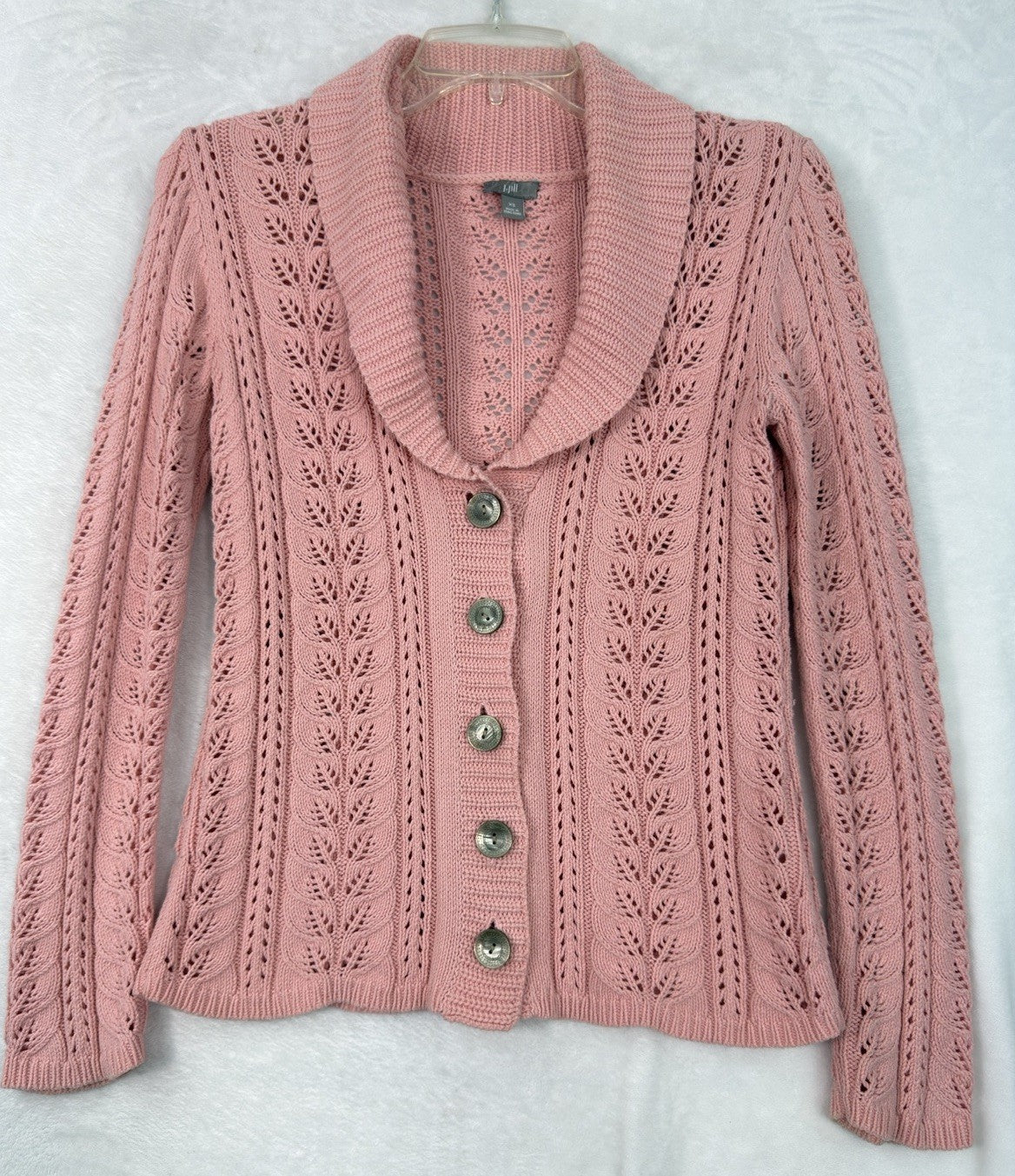 J Jill XS Cardigan Sweater Pink Shawl Collar Button Long Sleeve Tops Womens