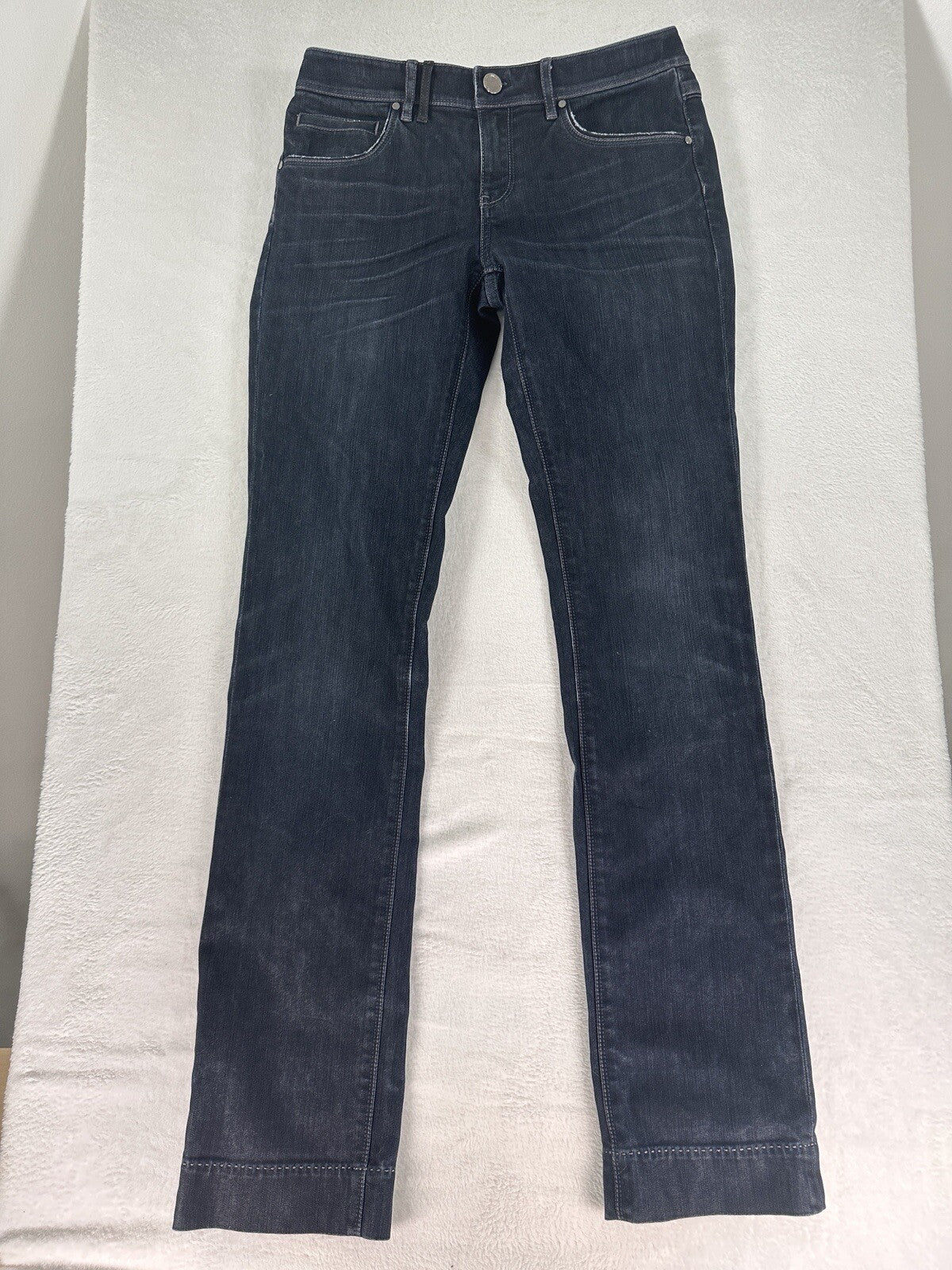 Elie Tahari Jeans 4 Adena Straight Leg Classic Fit Mid Rise Relaxed Blue