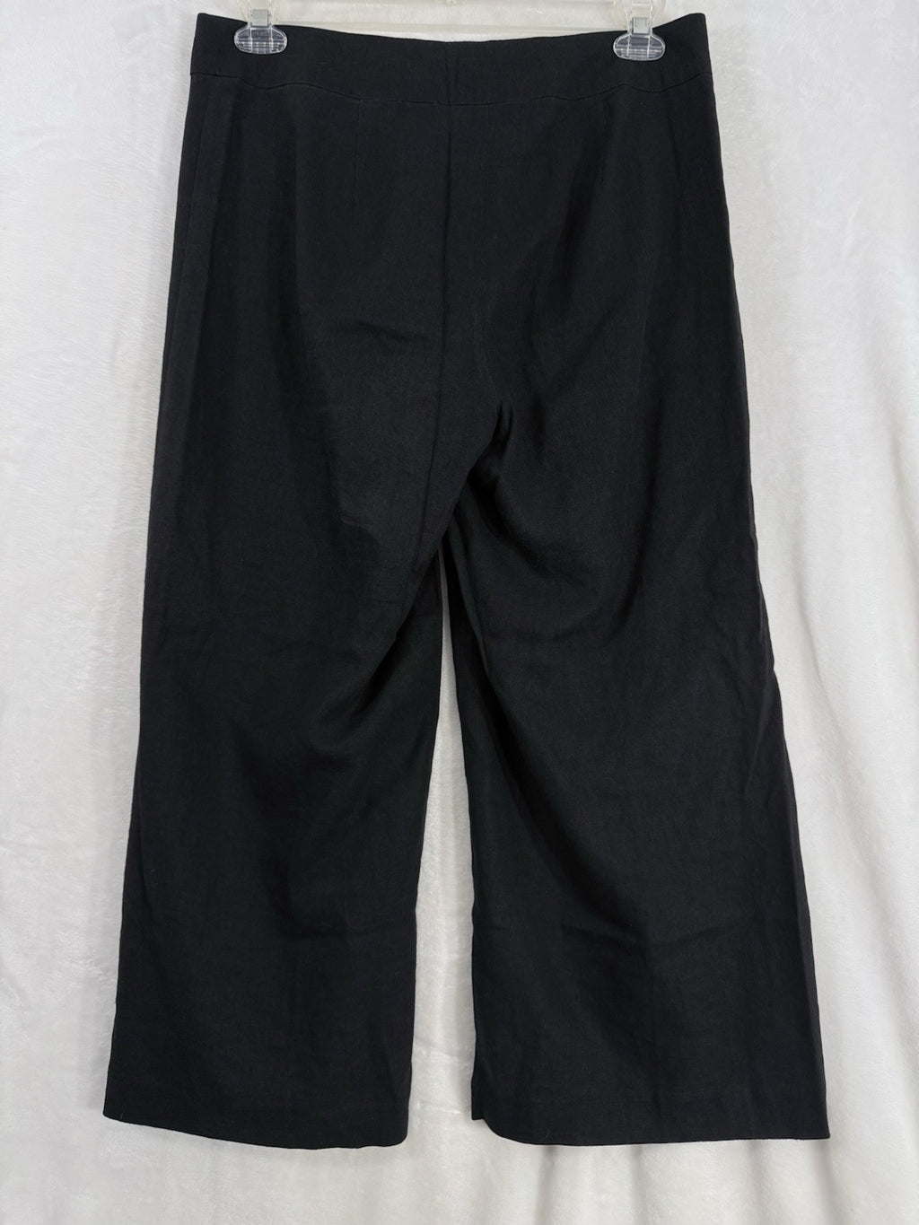 Chadwick’s Of Boston Size 10 Black Linen Blend Wide Leg Crop Pants Womens Lined