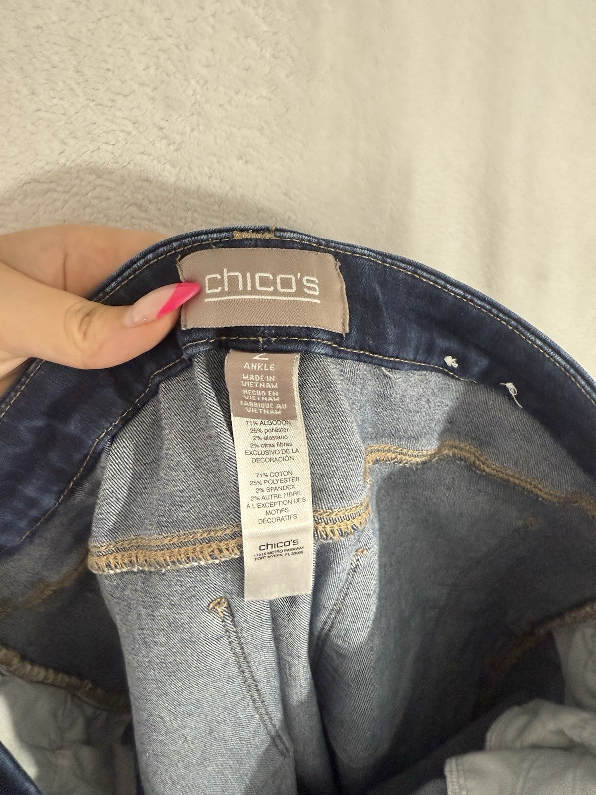 Chicos Size 2 US 12 Jeans Womens Denim Dark Blue