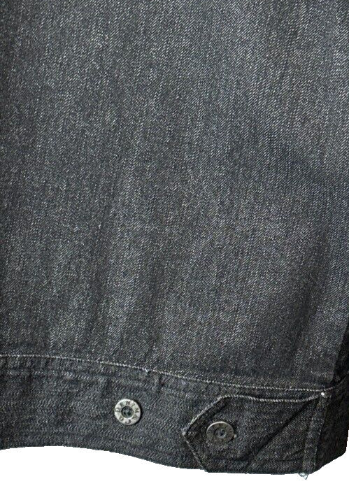 Denim & Co. Women's 1x Dark Jean Jacket Embroidered Trim Collar Plus Size EXC