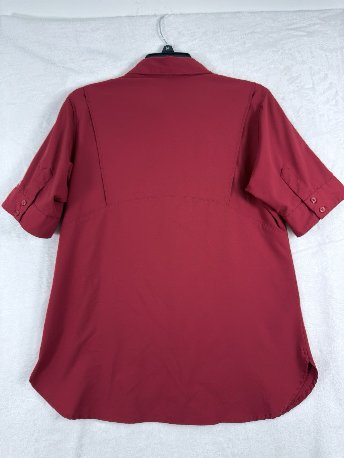 Columbia Omni Shade Shirt Womens Medium Red Short Sleeve Button Up Top