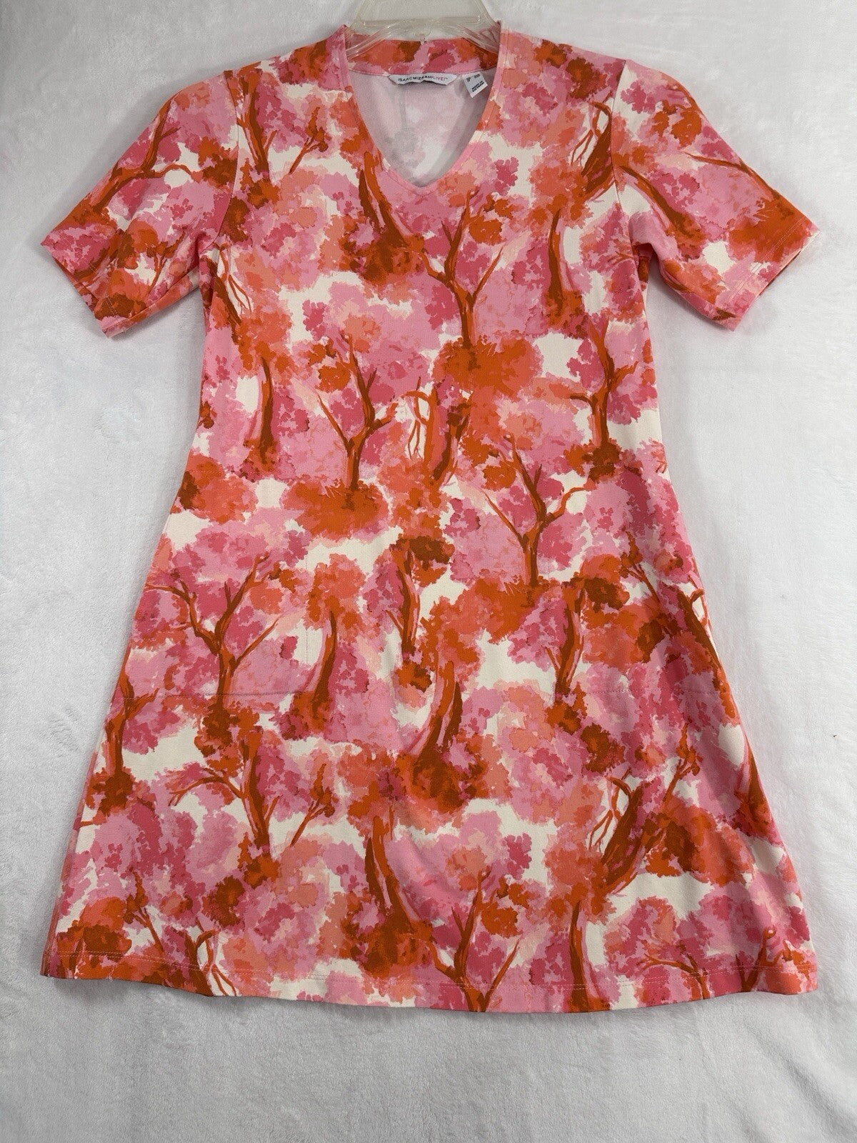 Isaac Mizrahi Live Dress XXS Modal Cotton Knit Pink Swing A Line Short Sleeve