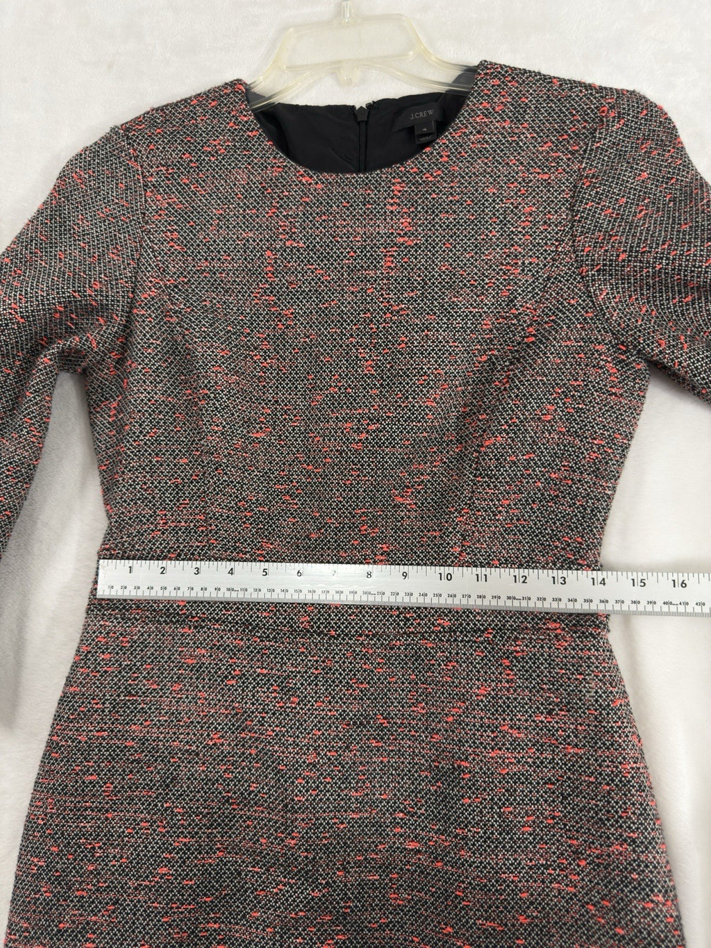 J Crew Tweed Dress 4 Gray Pink Wool Blend Lined Knee Length Womens