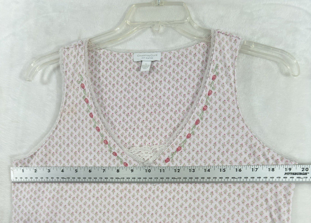 Charter Club Intimates Nightgown Medium Sleeveless Pink Floral 100% Cotton Women