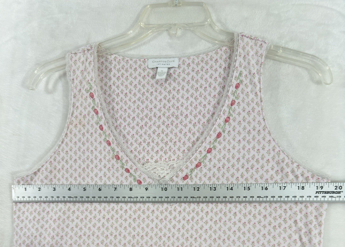 Charter Club Intimates Nightgown Medium Sleeveless Pink Floral 100% Cotton Women
