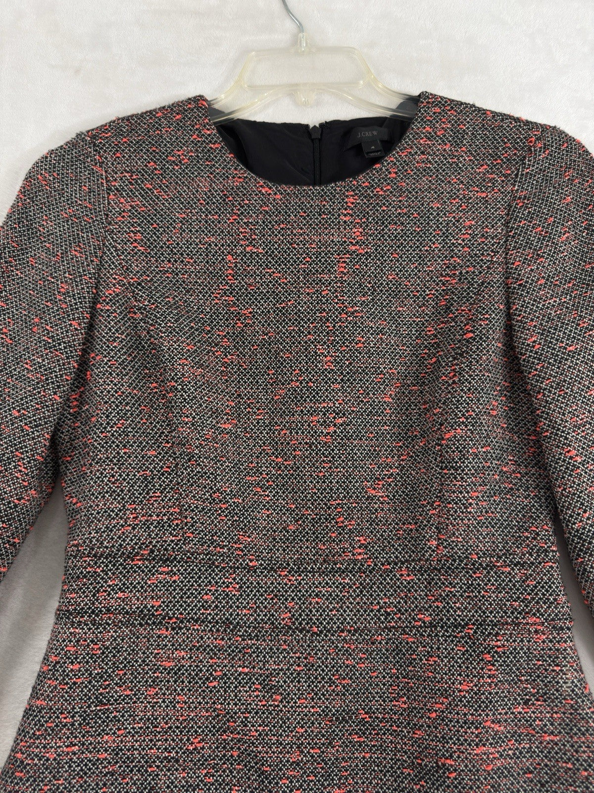 J Crew Tweed Dress 4 Gray Pink Wool Blend Lined Knee Length Womens