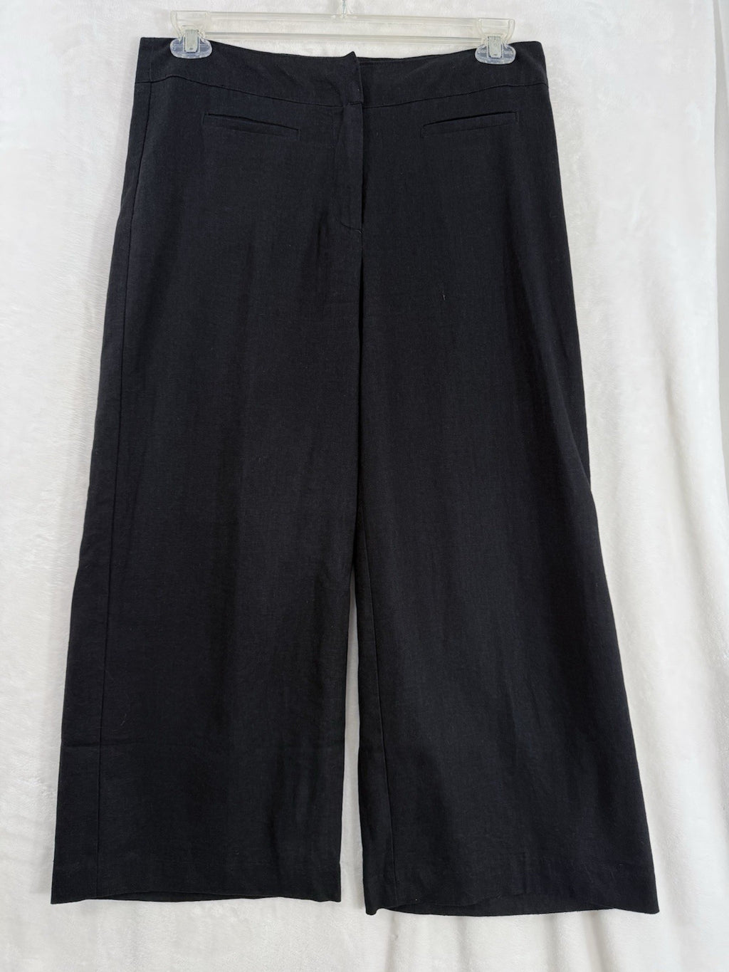 Chadwick’s Of Boston Size 10 Black Linen Blend Wide Leg Crop Pants Womens Lined