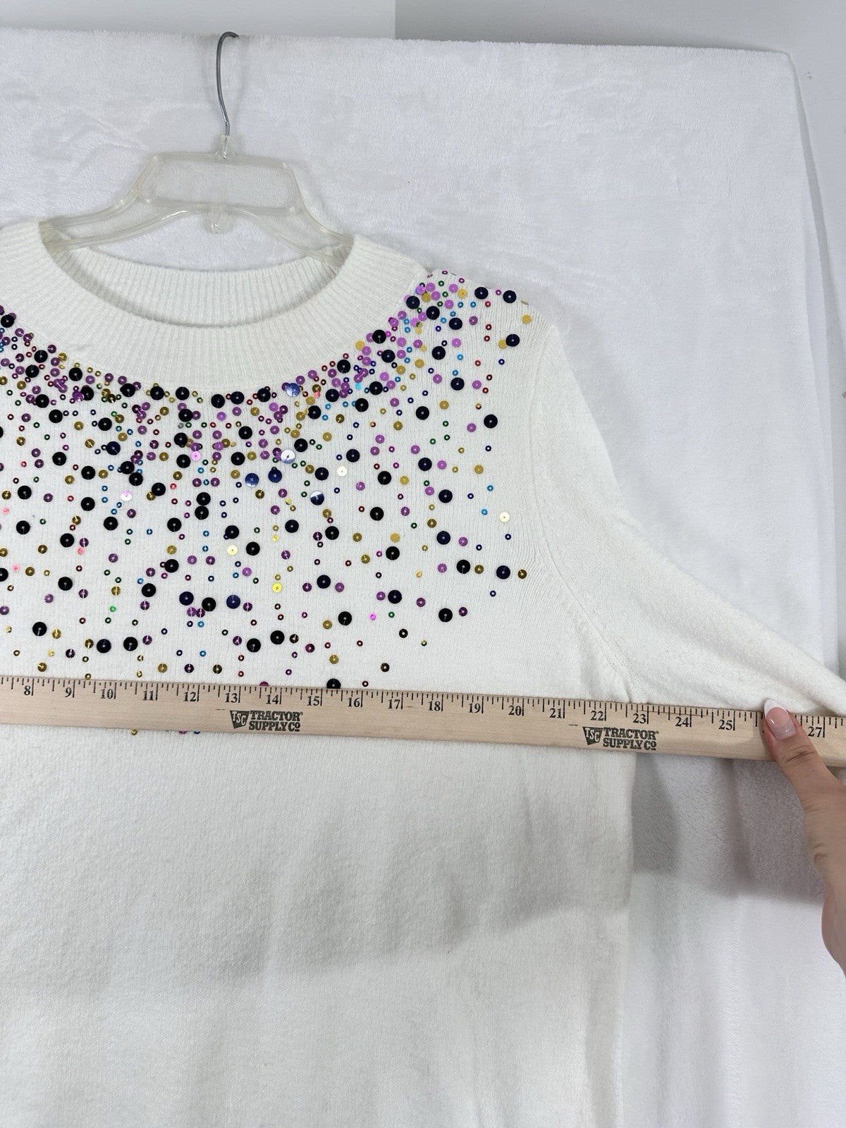 Charter Club XXL Sweater Women White Embellished Pearls Mock Neck